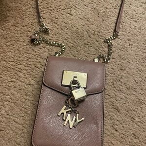 DKNY Taupe Crossbody with Gold Chain